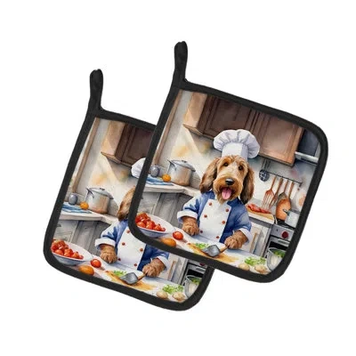 Caroline's Treasures The Dog Chef Polyester Potholder Set In Multicolor