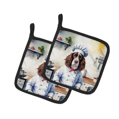 Caroline's Treasures The Dog Chef Polyester Potholder Set In Multicolor