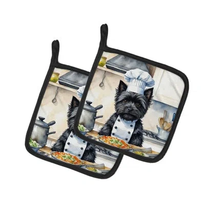 Caroline's Treasures The Dog Chef Polyester Potholder Set In Multicolor