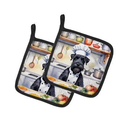 Caroline's Treasures The Dog Chef Polyester Potholder Set In Multicolor