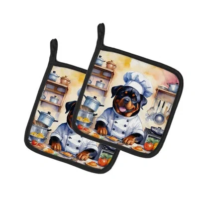 Caroline's Treasures The Dog Chef Polyester Potholder Set In Multicolor