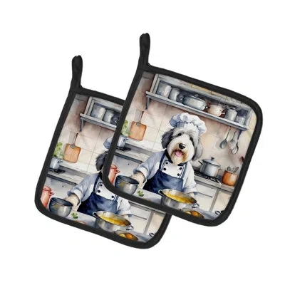 Caroline's Treasures The Dog Chef Polyester Potholder Set In Multicolor
