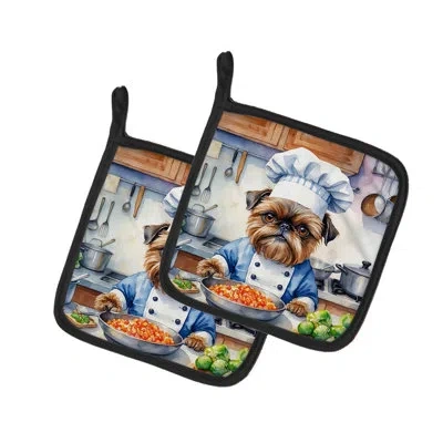 Caroline's Treasures The Dog Chef Polyester Potholder Set In Multicolor