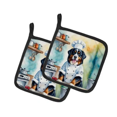 Caroline's Treasures The Dog Chef Polyester Potholder Set In Multicolor