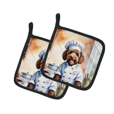 Caroline's Treasures The Dog Chef Polyester Potholder Set In Multicolor