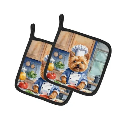 Caroline's Treasures The Dog Chef Polyester Potholder Set In Multicolor
