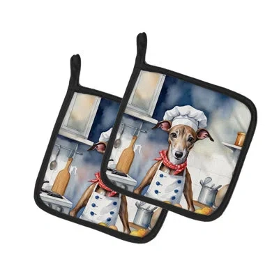 Caroline's Treasures The Dog Chef Polyester Potholder Set In Multicolor