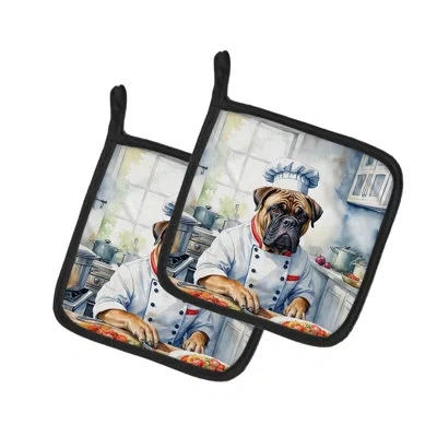 Caroline's Treasures The Dog Chef Polyester Potholder Set In Multicolor