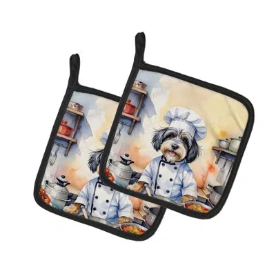 Caroline's Treasures The Dog Chef Polyester Potholder Set In Multicolor