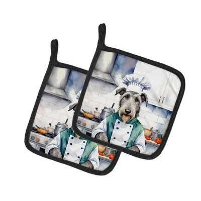 Caroline's Treasures The Dog Chef Polyester Potholder Set In Multicolor