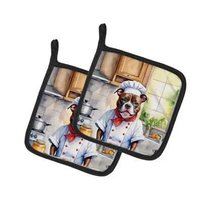 Caroline's Treasures The Dog Chef Polyester Potholder Set In Multicolor