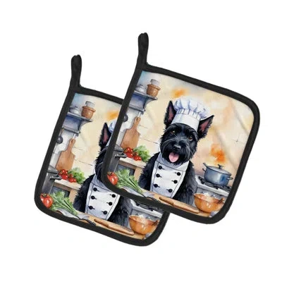 Caroline's Treasures The Dog Chef Polyester Potholder Set In Multicolor