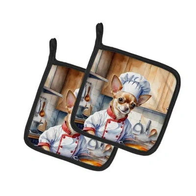 Caroline's Treasures The Dog Chef Polyester Potholder Set In Multicolor