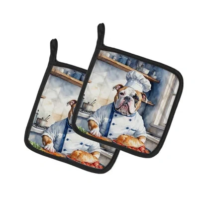 Caroline's Treasures The Dog Chef Polyester Potholder Set In Multicolor