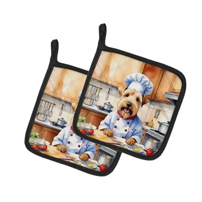 Caroline's Treasures The Dog Chef Polyester Potholder Set In Multicolor