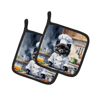 Caroline's Treasures The Dog Chef Polyester Potholder Set In Multicolor