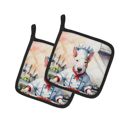 Caroline's Treasures The Dog Chef Polyester Potholder Set In Multicolor