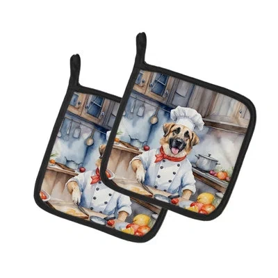 Caroline's Treasures The Dog Chef Polyester Potholder Set In Multicolor