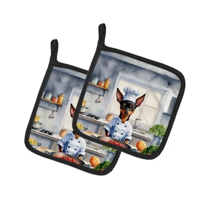 Caroline's Treasures The Dog Chef Polyester Potholder Set In Multicolor