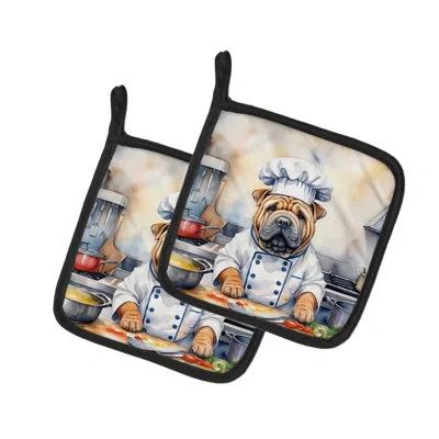 Caroline's Treasures The Dog Chef Set In Multicolor