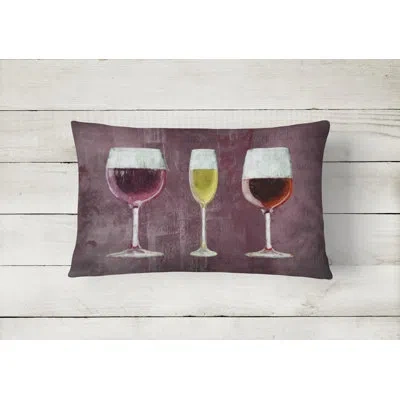 Caroline's Treasures Three Glasses Of Wine Indoor/outdoor Throw Pillow