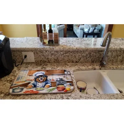 Caroline's Treasures Tibetan Mastiff The Chef Dish Drying Mat In Natural