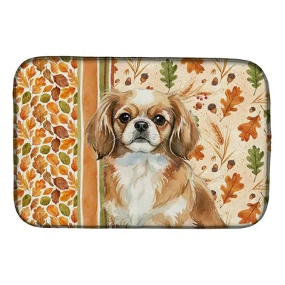 Caroline's Treasures Tibetan Spaniel Heirloom Fall Dish Drying Mat In Natural