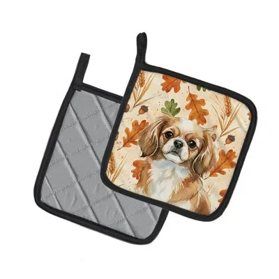 Caroline's Treasures Tibetan Spaniel Heirloom Fall Pair Of Pot Holders In Multicolor