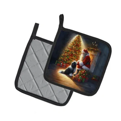 Caroline's Treasures Tibetan Terrier And Santa Claus Pair Of Pot Holders In Multicolor