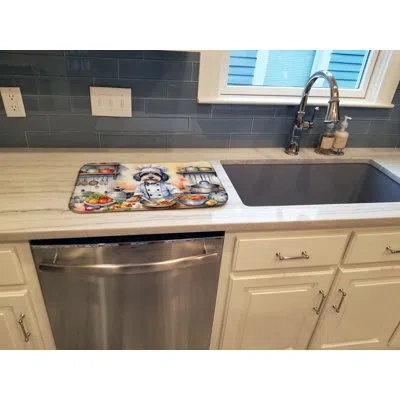 Caroline's Treasures Tibetan Terrier The Chef Dish Drying Mat In Natural