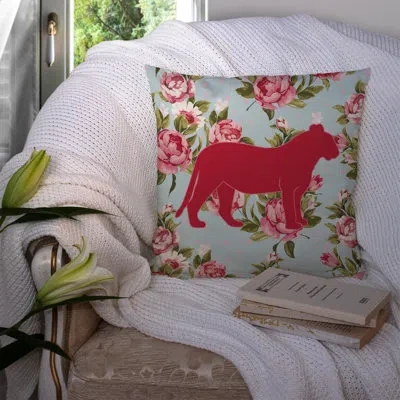 Caroline's Treasures Tiger Shabby Elegance Blue Roses Indoor/outdoor Throw Pillow
