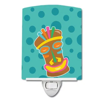 Caroline's Treasures Tiki Face Ceramic Night Light In Blue