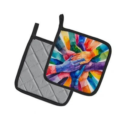 Caroline's Treasures Together, Stronger Pride Pair Of Pot Holders In Multi