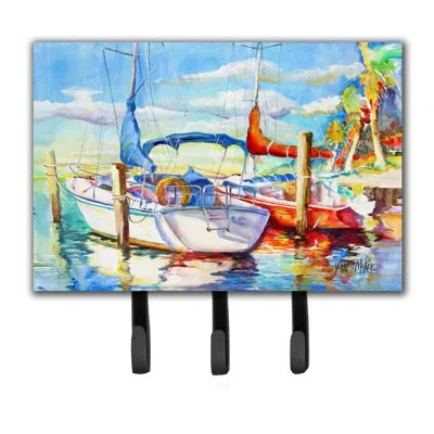 Caroline's Treasures Towering Q Sailboat Key Holder In Blue;white