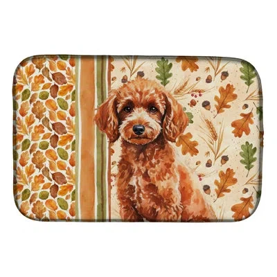 Caroline's Treasures Toy Poodle Heirloom Fall Dish Drying Mat In Natural