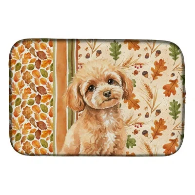 Caroline's Treasures Toy Poodle Heirloom Fall Dish Drying Mat In Natural