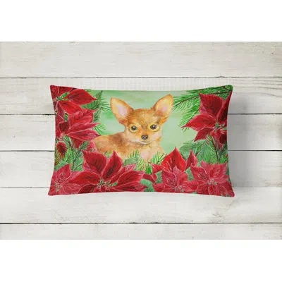 Caroline's Treasures Toy Terrier Poinsettias Indoor/outdoor Throw Pillow