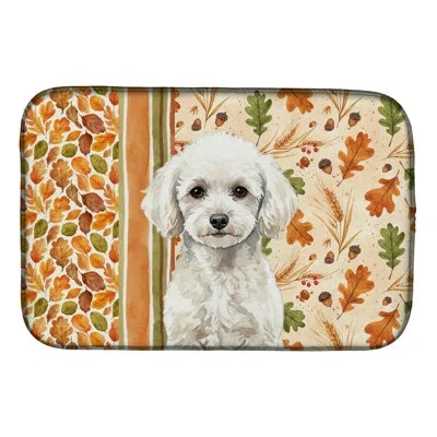 Caroline's Treasures Toy White Poodle Heirloom Fall Dish Drying Mat In Natural