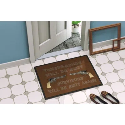 Caroline's Treasures Tresspassers Will Be Shot Non-slip Indoor Door Mat In Brown