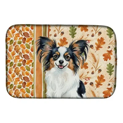 Caroline's Treasures Tricolor Papillon Heirloom Fall Dish Drying Mat In Natural