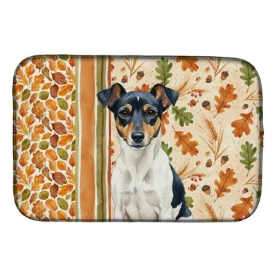 Caroline's Treasures Tricolor Rat Terrier Heirloom Fall Dish Drying Mat In Natural