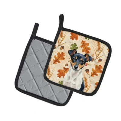 Caroline's Treasures Tricolor Rat Terrier Heirloom Fall Pair Of Pot Holders In Multicolor