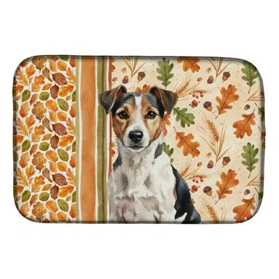 Caroline's Treasures Tricolor Russell Terrier Heirloom Fall Dish Drying Mat In Natural