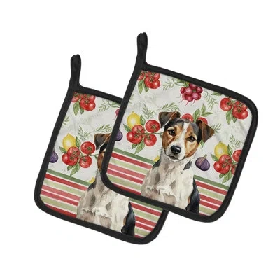 Caroline's Treasures Tricolor Russell Terrier Vegetables Pair Of Pot Holders In Multicolor