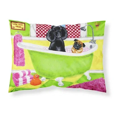 Caroline's Treasures Tub For Two With Poodle And Pug Pillowcase In Green