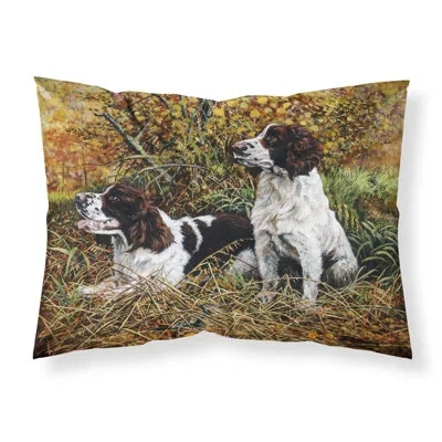 Caroline's Treasures Two Springer Spaniels In The Grasses Pillowcase In Brown