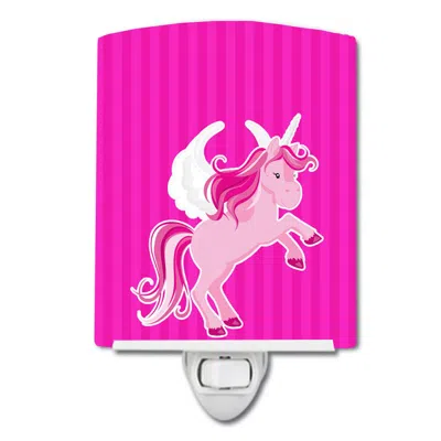 Caroline's Treasures Unicorn Pink Stripes #2 Ceramic Night Light