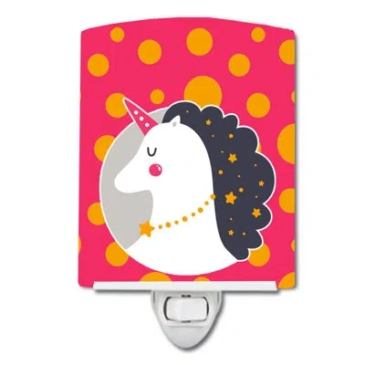Caroline's Treasures Unicorn Polka Dots Ceramic Night Light In Multicolor