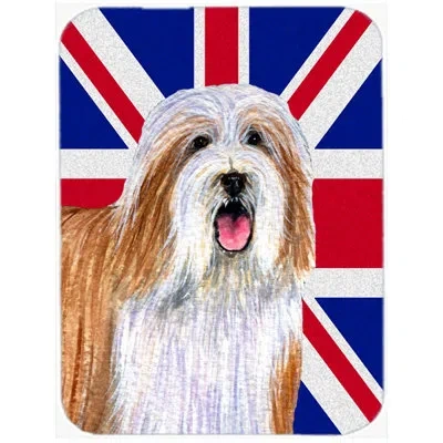 Caroline's Treasures Union Jack Bearded Collie With English British Flag Glass Cutting Board
