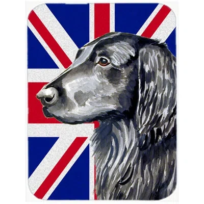 Caroline's Treasures Union Jack Flat Coated Retriever With English British Flag Glass Cutting Board